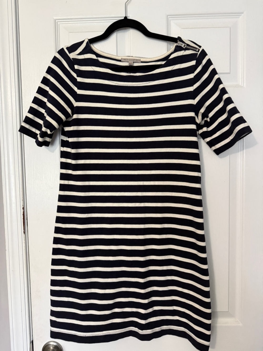 GAP Navy and White Striped Short Sleeve Mini Dress